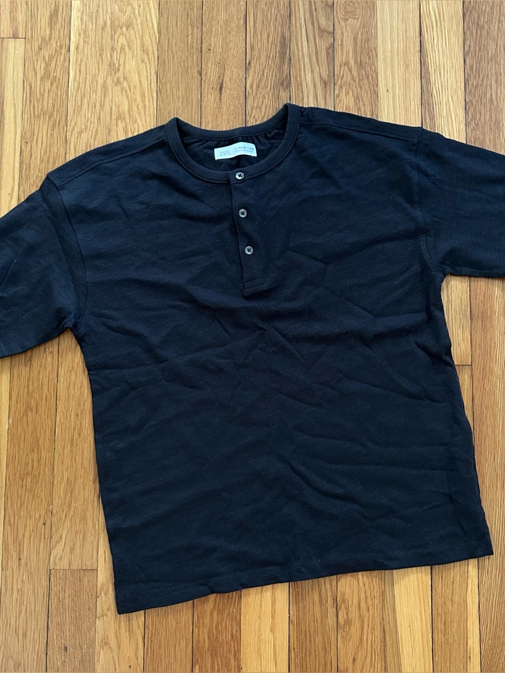 Black Henley Short-Sleeve Shirt - Zara size 11-12 Boys